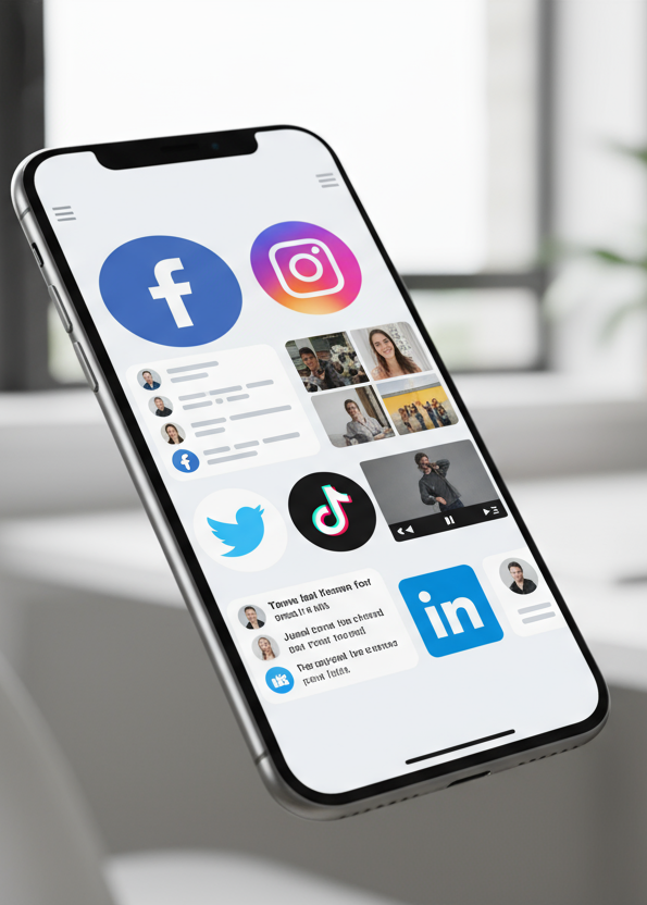 téléhpone montrant les réseaux sociaux 